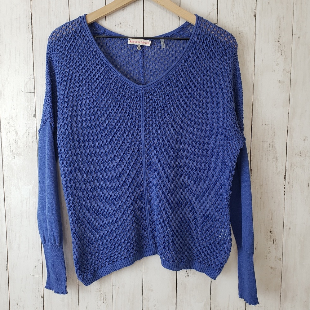 🔥 Rebecca Taylor blue mesh knit top, small